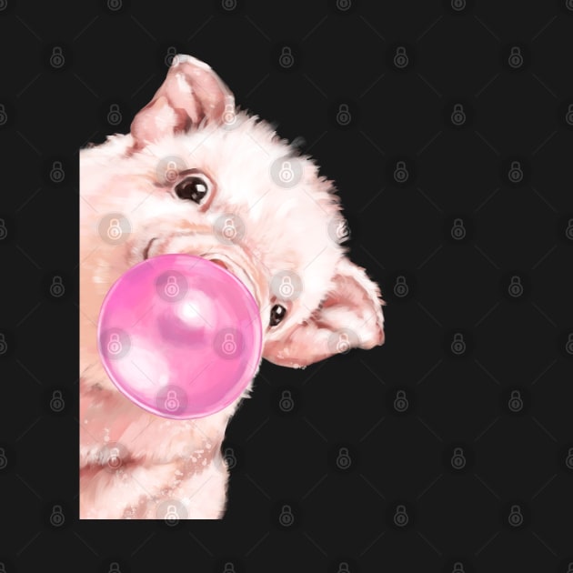 Sneaky Pink Baby Pig with Bubblegum by bignosework