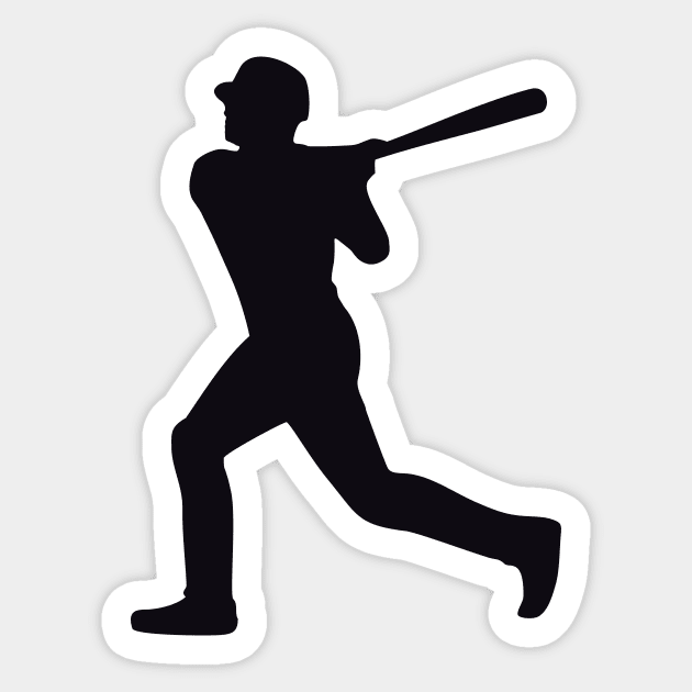 Baseball Player Silhouette - Black - Baseball Player - Sticker