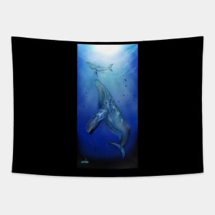 Humpback whales mother and baby Tapestry