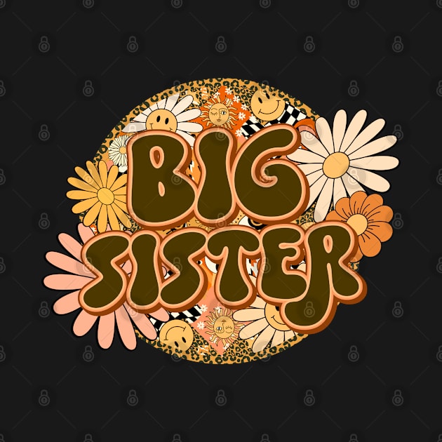 Big Sister Retro Groovy Floral Leopard by BuddyandPrecious