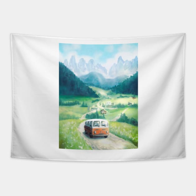 Let's go on a trip Tapestry by koreanfolkpaint