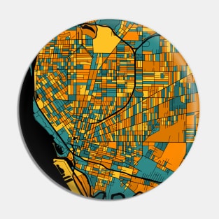 Buffalo Map Pattern in Orange & Teal Pin