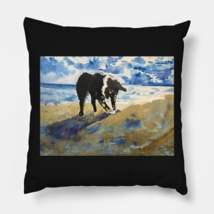 Dog on the Beach Pillow