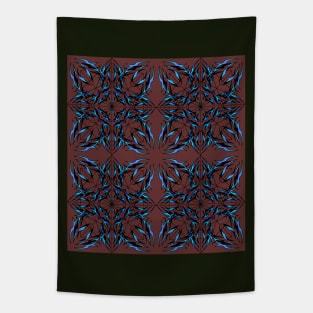 abstract shiny blue lines in dark red space . Tapestry