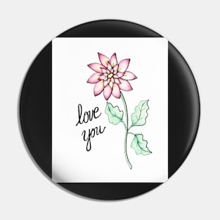 Love You Flower Pin