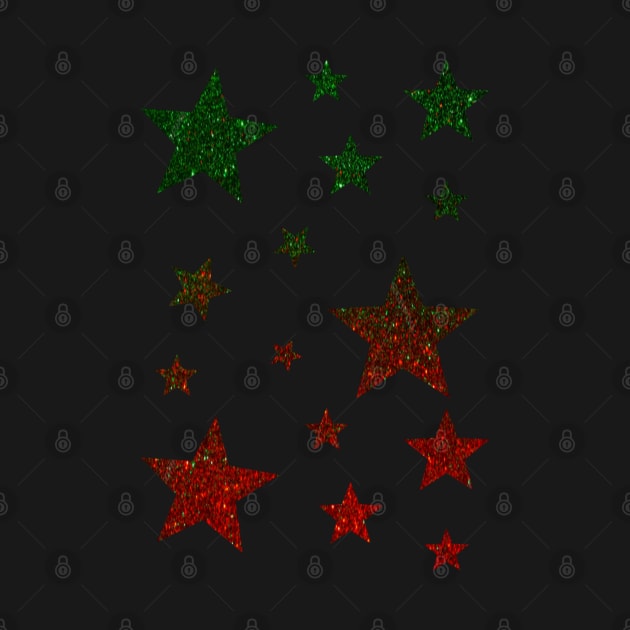 Christmas Red Green Ombre Faux Glitter Stars by Felicity-K