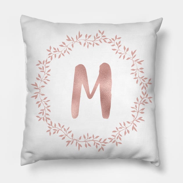 Monogram Cushion Cover, Rose Gold Monogram Throw Pillow Cover