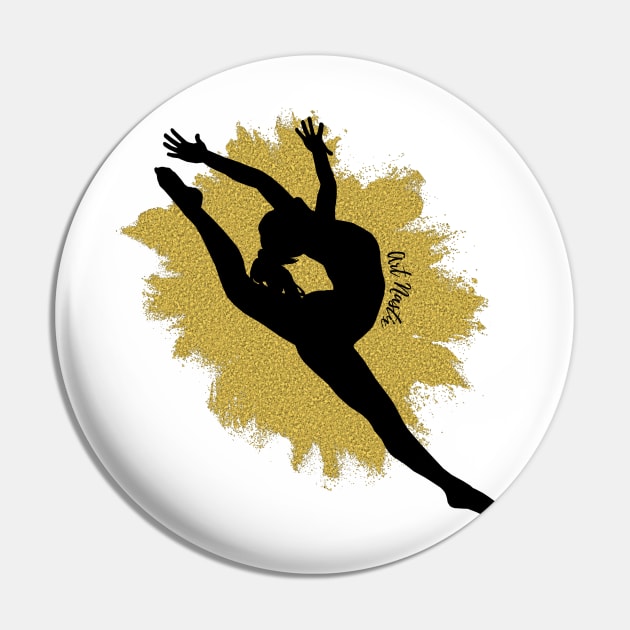 Golden Gymnast Silhouette Pin by Art Nastix Designs