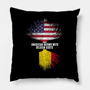 American Grown with Belgian Roots USA Flag Pillow