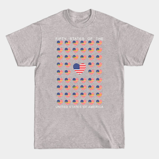 Discover Fifty States American Flag Hearts - American States - T-Shirt