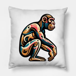 Pop art monkey illustration. cubism illustration of monkey Pillow