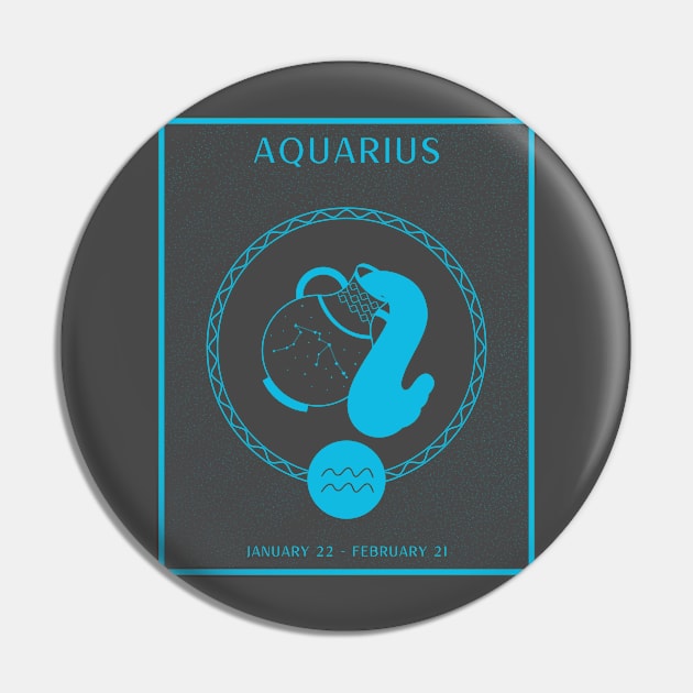 Aquarius Zodiac Design Pin by Tip Top Tee's