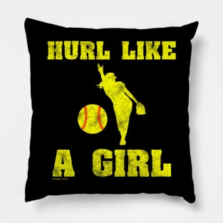 Hurl Like A Girl Softball Player Pillow