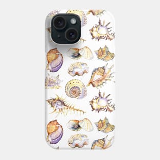 Sea shells set conch, pearl shell, scallop, clam Phone Case