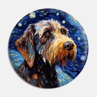 German Wirehaired Pointer in Van Gogh style Pin