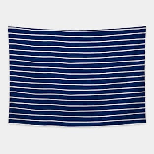 Navy & White Handdrawn Stripes Tapestry