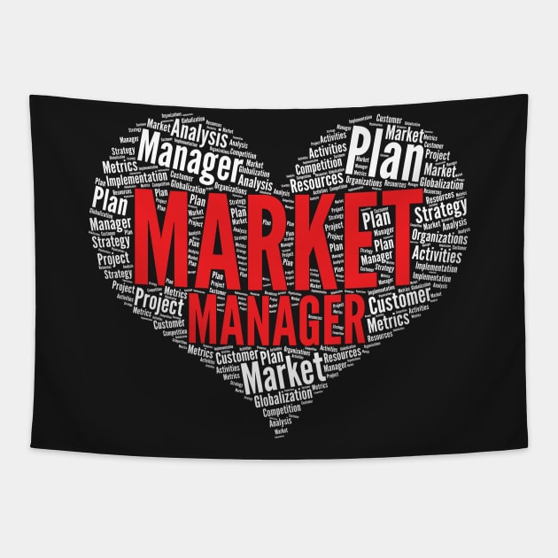 Market manager Heart Shape Word Cloud Design product Tapestry by theodoros20