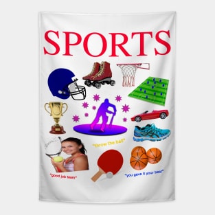 SPORTS! - Cool 90's Design For Those Who Like To Throw The Ball Tapestry