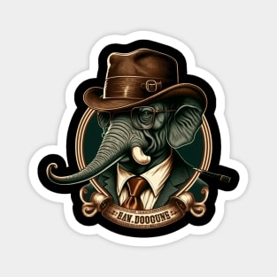 Retro logo with an Elephant Magnet