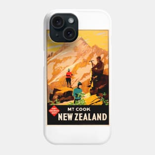 Mount Cook - New Zealand Vintage Travel Poster Design Phone Case