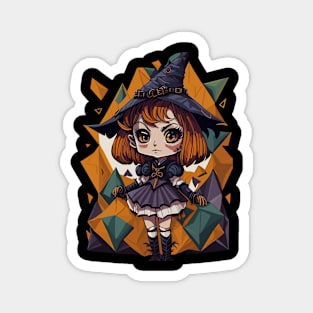 Geometric Halloween Witch Magnet