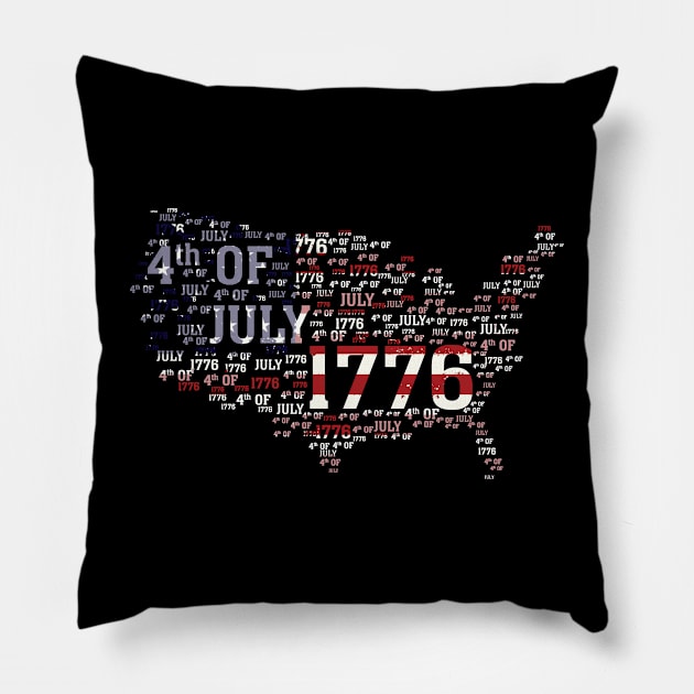 American map and flag Flag, 4th of July, happy independence day God Bless America Pillow by SweetMay