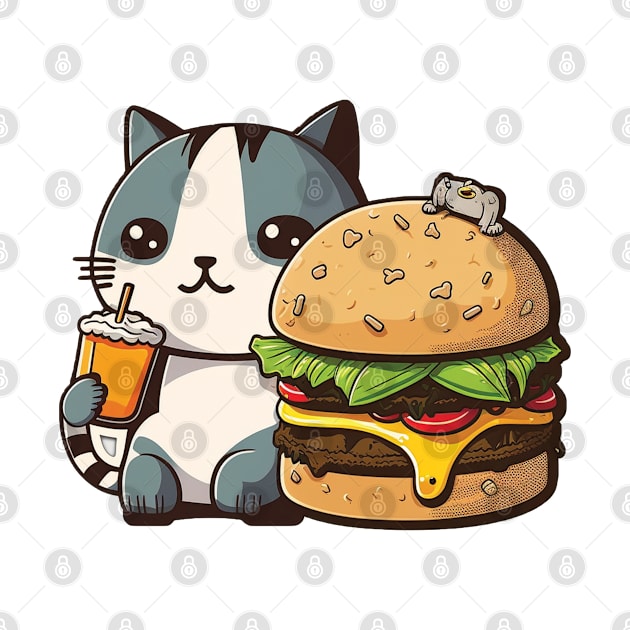 Cute Cat Eating Burger by Cute Pets Stickers