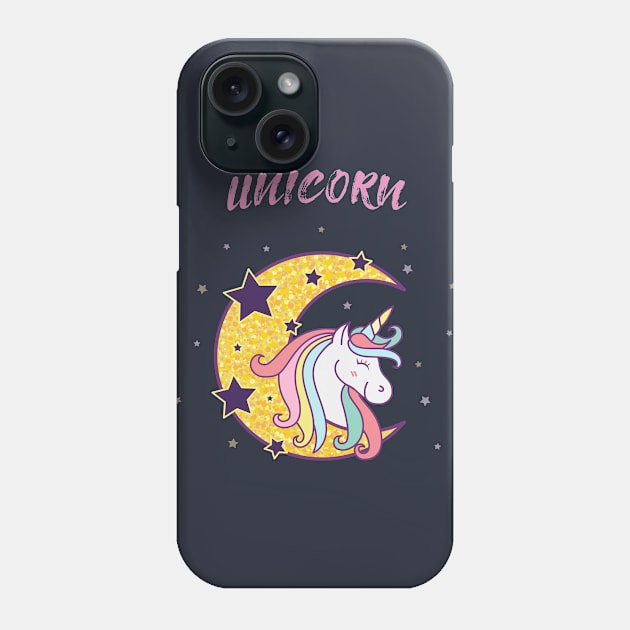 Unicorn On The Moon Phone Case by JeffDesign