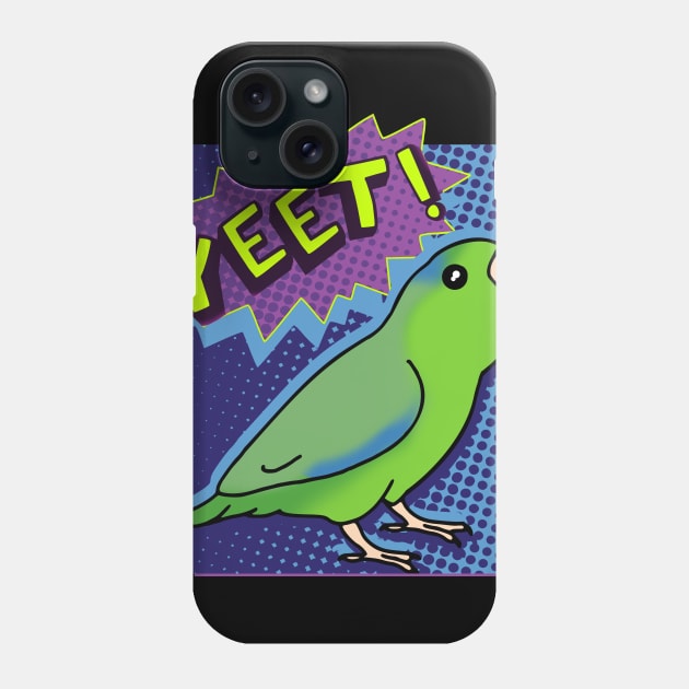 Green Parrotlet Screaming YEET - comic style Phone Case by FandomizedRose