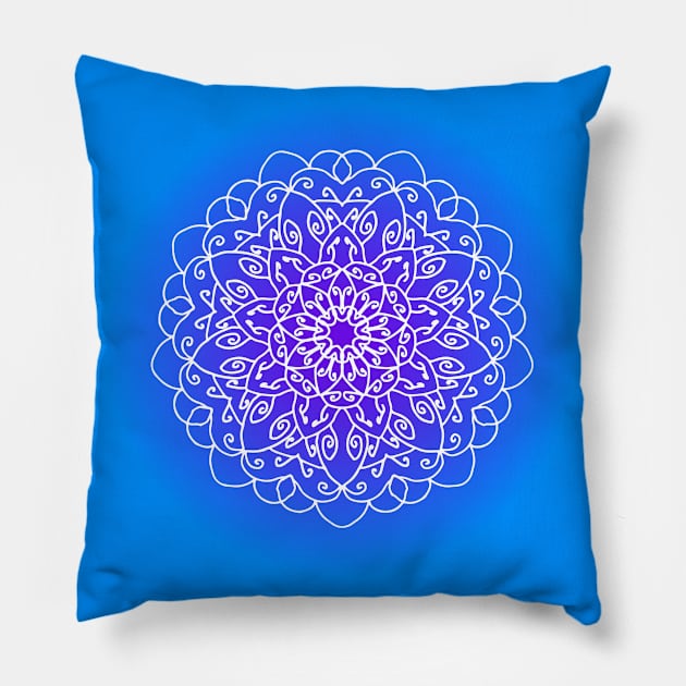 Amazing Blue And Purple Mandala Pillow by zerouss