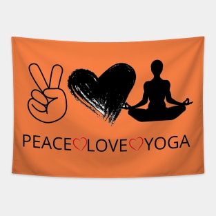 Peace, love and yoga Tapestry