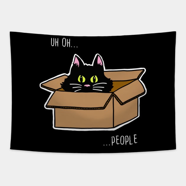 Scaredy Cat Says "Uh oh...people" Tapestry by SNK Kreatures