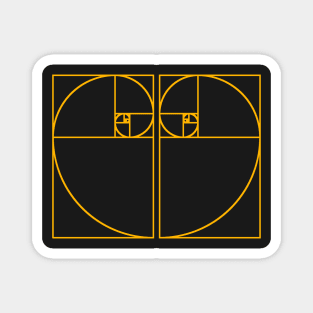 Golden Heart Made up of The Golden Ratio Fibonacci Spiral Magnet