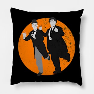 Grunge Urban Laurel and Hardy - Orange Pillow