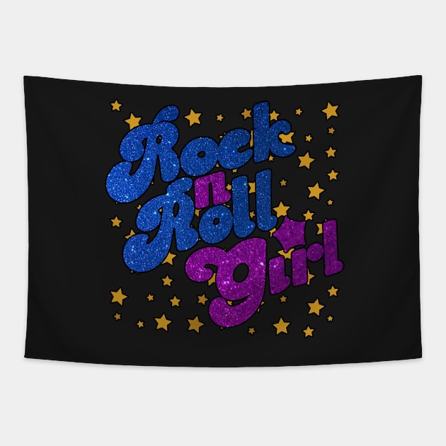 Vintage Rock N Roll Girl Purple Darla Tapestry by masterpiecesai