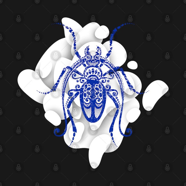 Print with Ornate Exotic Beetle by lissantee