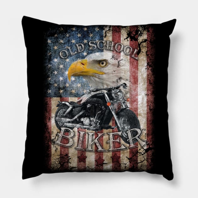 Old School Biker Pillow by valentinahramov