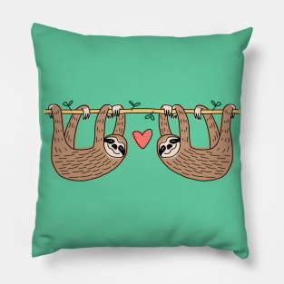 Sloth Couple Hanging Together Pillow