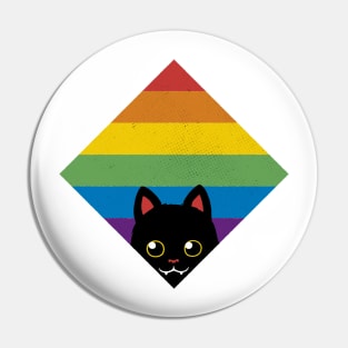 Peeking Cat Rainbow Pride Square Flag by Tobe Fonseca Pin