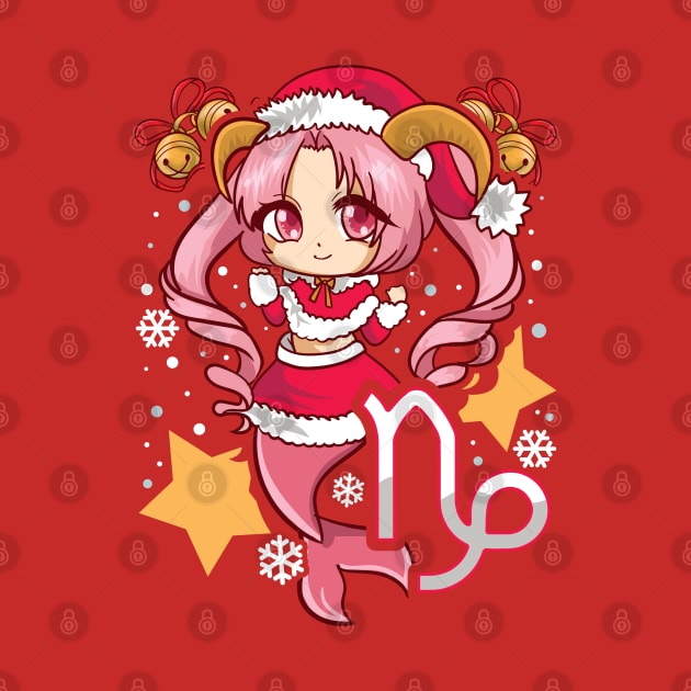 Chib Zodiac Capricorn Santa Claus Girl Manga Kawaii by E