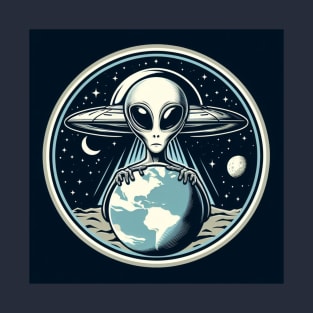 Grey Aliens in a UFO T-Shirt