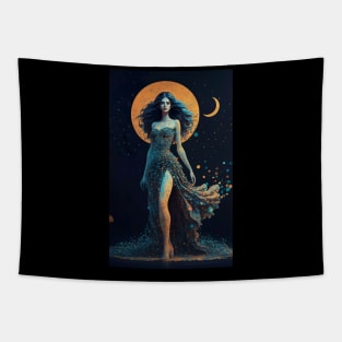 itle: "Moonlit Elegance Silhouette Tee Tapestry