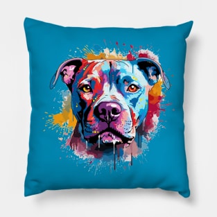 Watercolor Pitbull Pillow