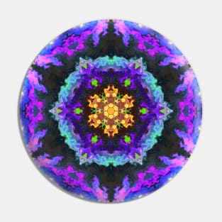 Psychedelic Hippie Flower Purple Yellow and Blue Pin