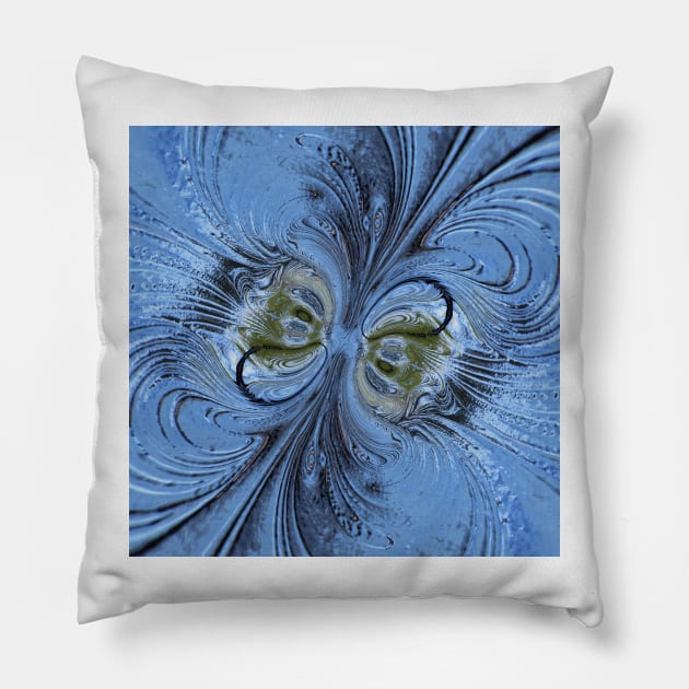 CYCLONE DESİGN OF SHADES OF SKY BLUE. A textured floral fantasy pattern and design Pillow by mister-john