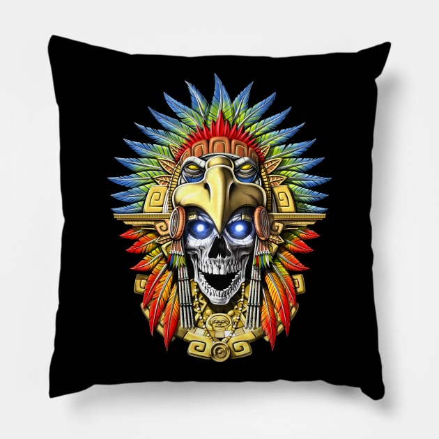 Aztec Eagle Warrior Pillow by underheaven