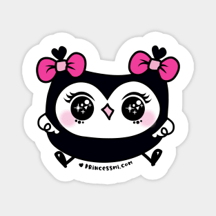 cute kawaii owl with pink ribbon and big bing bing eyes Magnet