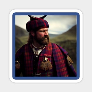 Scottish Highlander in Clan Tartan Magnet