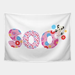 Sooty Soo Floral Pattern Text Tapestry