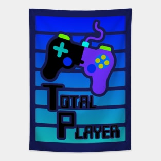 Blue Total Player Gamer Graphic Tapestry